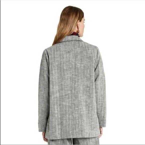 RACHEL COMEY x TARGET | Sz L Oversized Tweed Blazer Linen Cotton Blend Grey - Picture 3 of 7